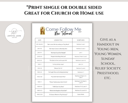 Come Follow Me Schedule 2027 – New Testament Printable | Digital Download