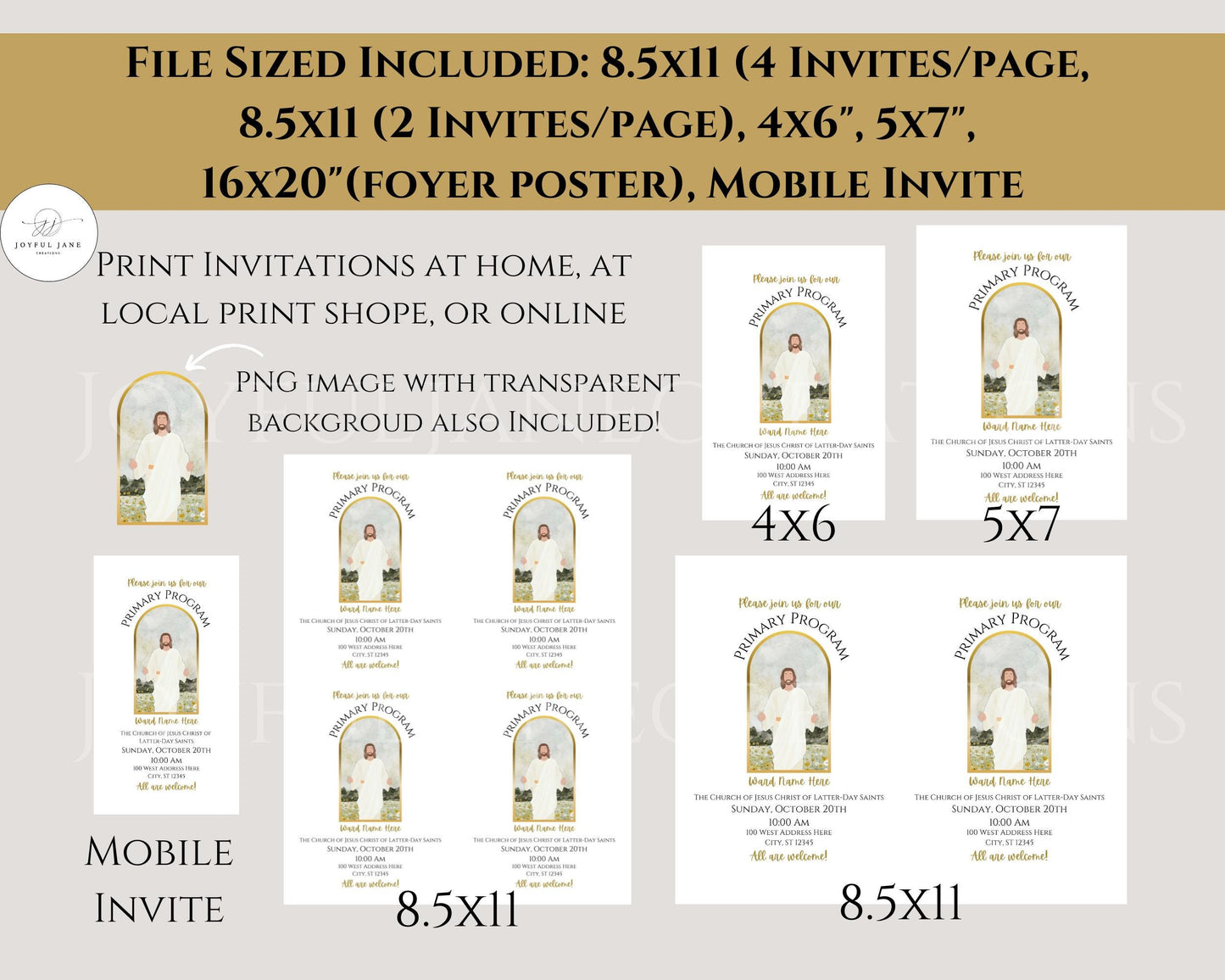 LDS Primary Program Invitation - Customizable Canva Template with Mobile Invite
