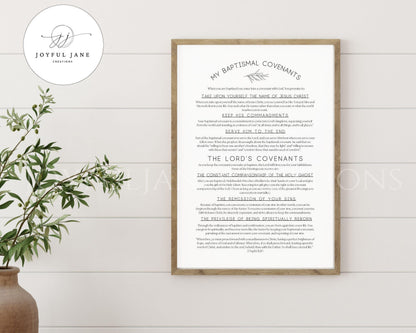 LDS Baptismal Covenants Printable - Baptism Gift with 3 Design Options