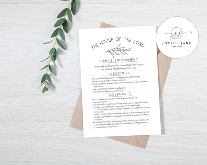 LDS Temple Covenants & Blessings Printable - Missionary & Wedding Gift