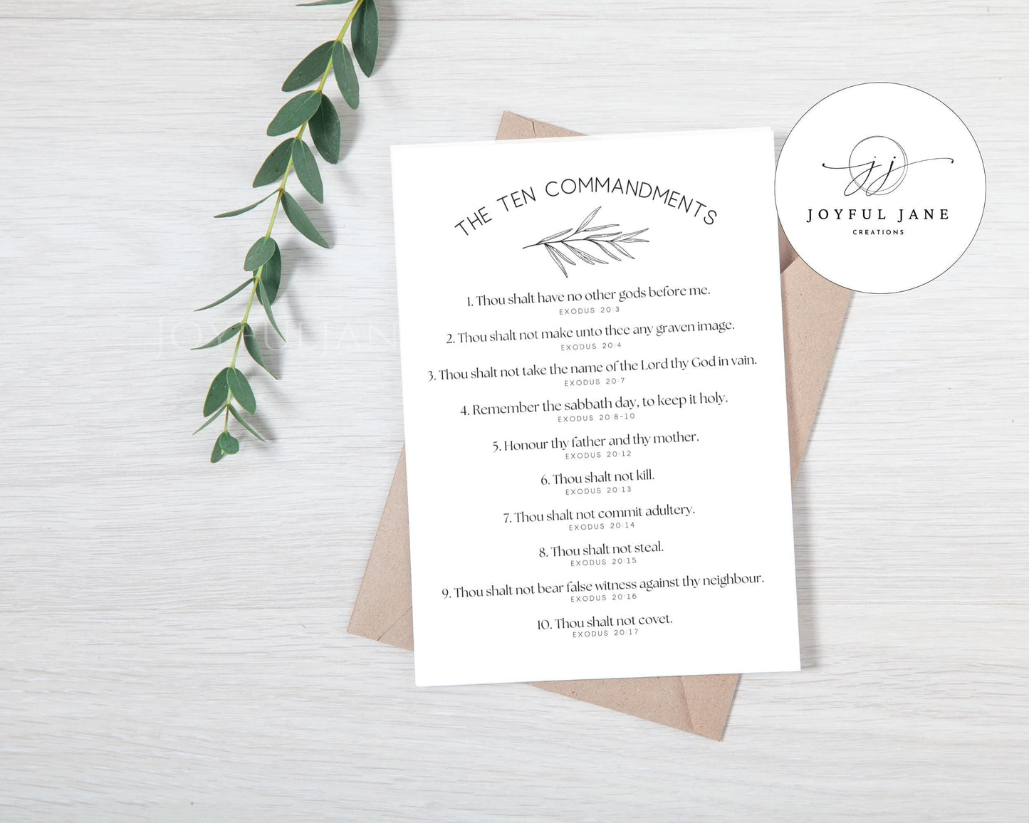 Ten Commandments Printable Art - Bible Verse Wall Art for Sunday School & Home