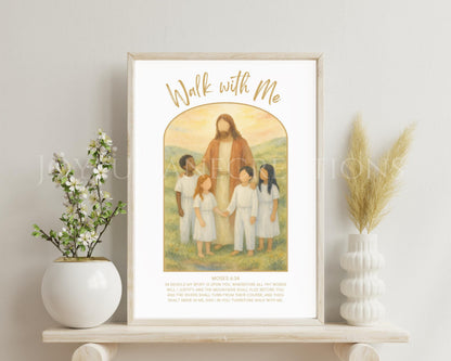 2026 Youth Theme "Walk With Me" - Jesus with Children Artwork - Moses 6:34