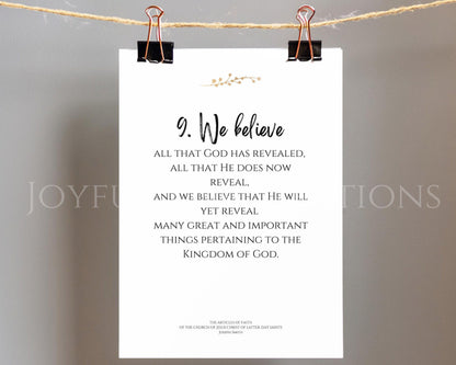 LDS Articles of Faith Printable Posters - 13 Individual Prints for Primary & Home