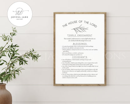 LDS Temple Covenants & Blessings Printable - Missionary & Wedding Gift