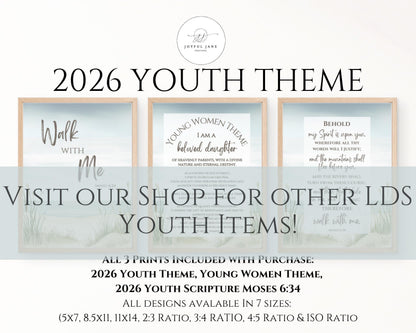 2026 Young Women Presidency Planner - "Walk with Me" Editable LDS Youth Theme Binder