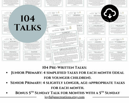 2026 LDS Primary Talks - 104 Pre-Written Talks & 52 Scriptures for Old Testament