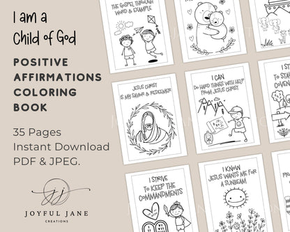 LDS Primary Affirmations Coloring Book - 35 Pages "I Am a Child of God"