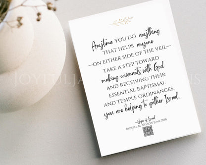 "Hope of Israel" Russell M. Nelson Quote - Gathering Israel Printable with QR Code