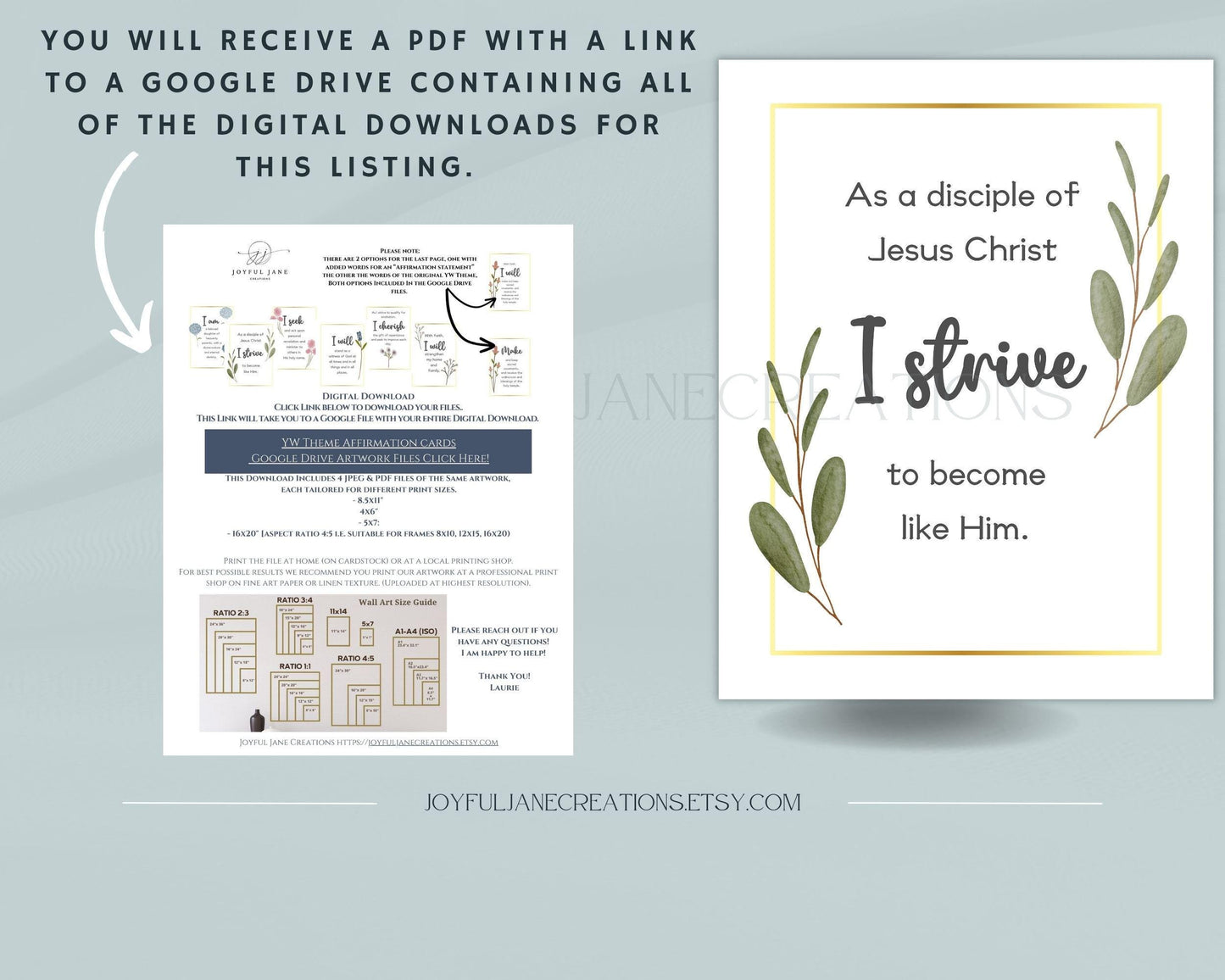 LDS Young Women Theme Affirmation Cards - "I Am a Disciple of Jesus Christ" Printable Set