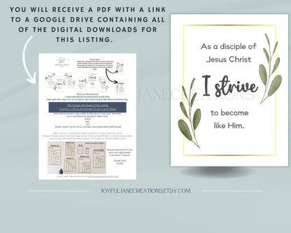 LDS Young Women Theme Affirmation Cards - "I Am a Disciple of Jesus Christ" Printable Set