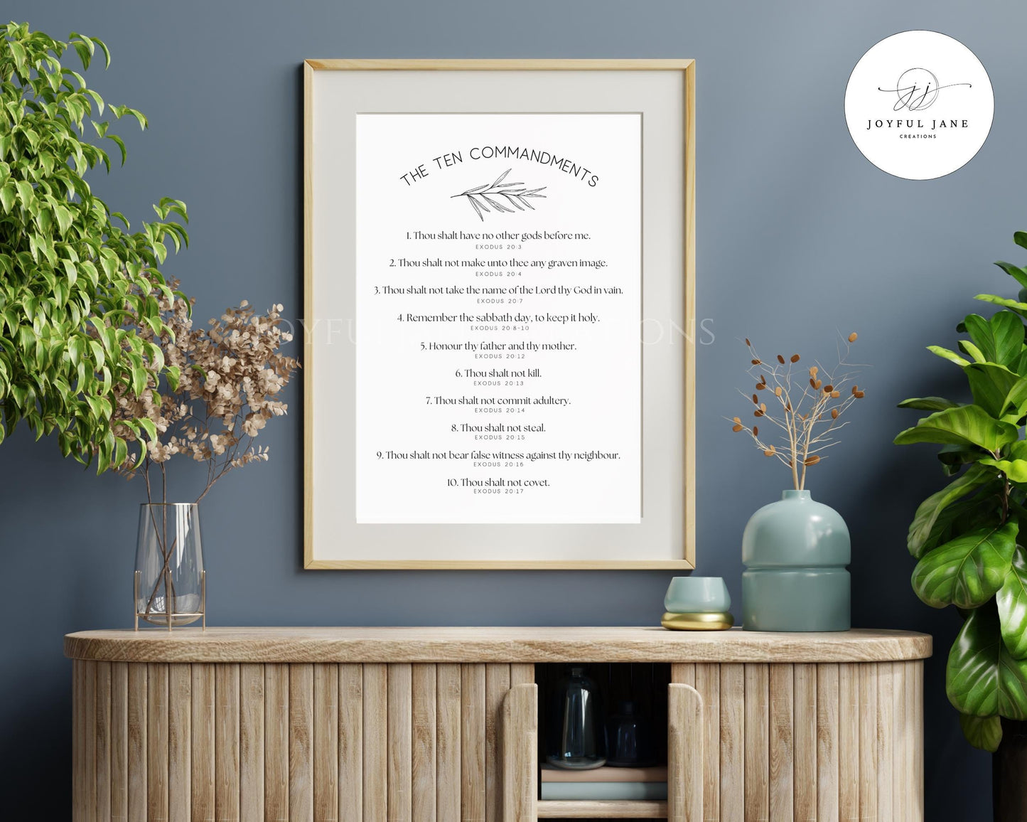 Ten Commandments Printable Art - Bible Verse Wall Art for Sunday School & Home
