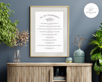 Ten Commandments Printable Art - Bible Verse Wall Art for Sunday School & Home