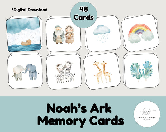 Noah's Ark Memory Match Cards - Bible Activity Printable for Kids & Sunday School - Digital Download