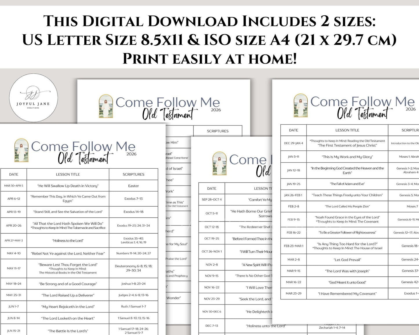 Come Follow Me 2026 Old Testament Schedule - LDS Sunday School Reading Chart