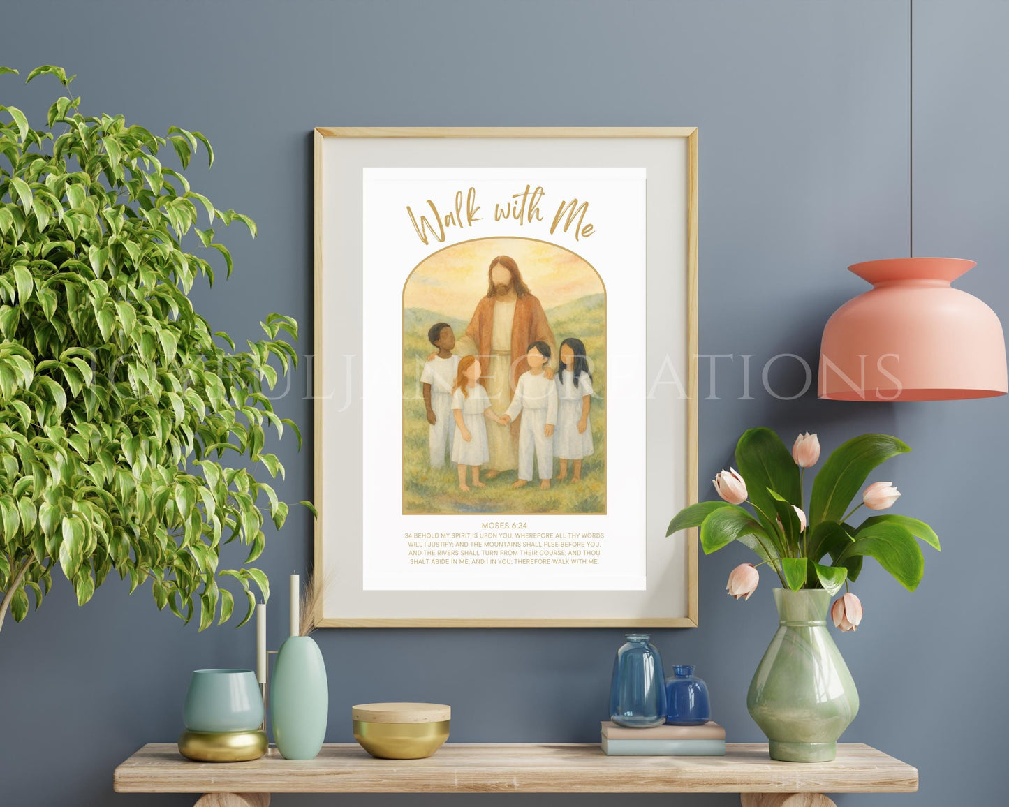 2026 Youth Theme "Walk With Me" - Jesus with Children Artwork - Moses 6:34