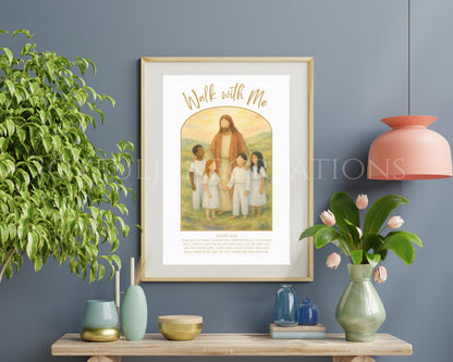 2026 Youth Theme "Walk With Me" - Jesus with Children Artwork - Moses 6:34