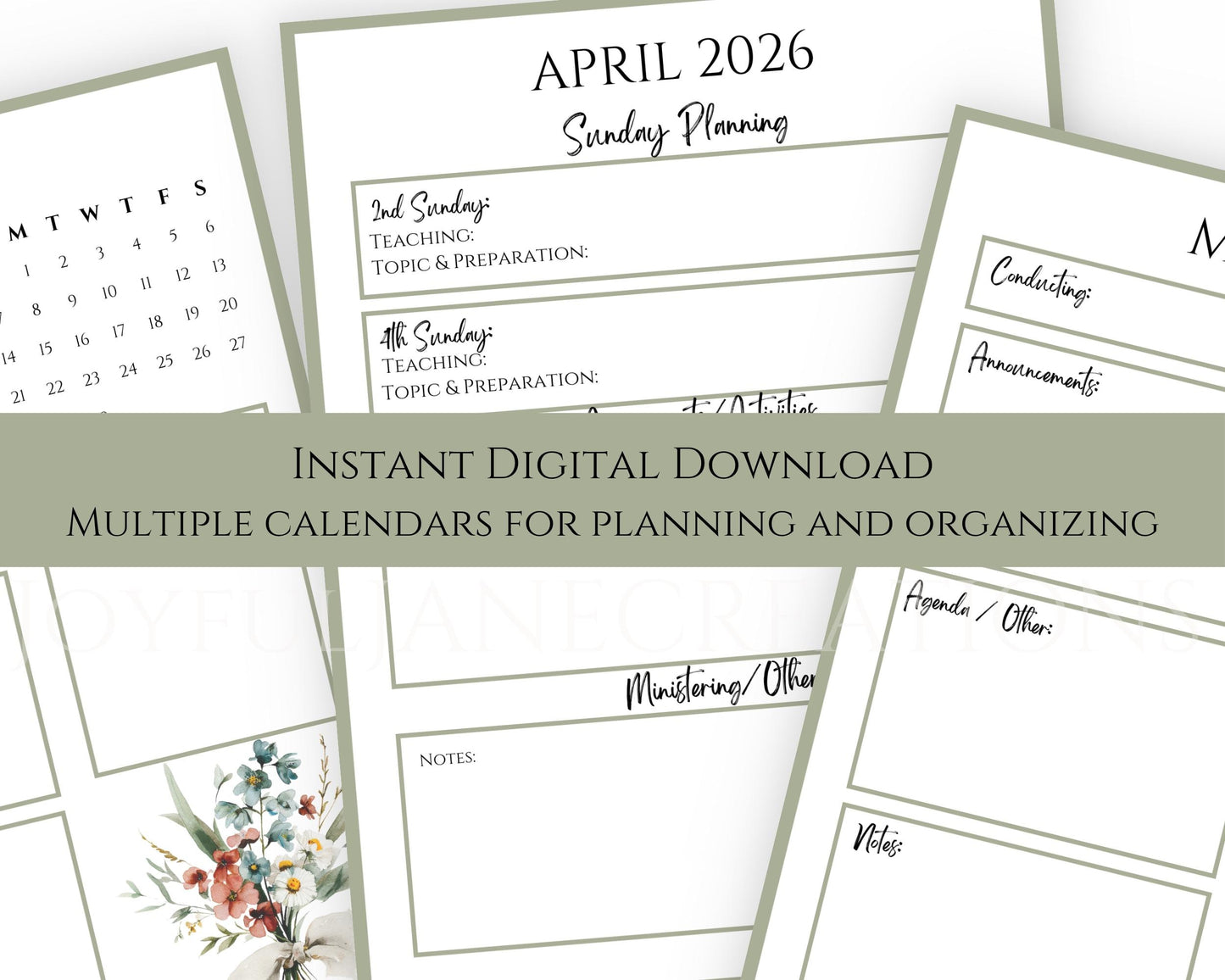 LDS Relief Society Presidency Planner - 2026 Editable Binder with Newsletter & Calendar