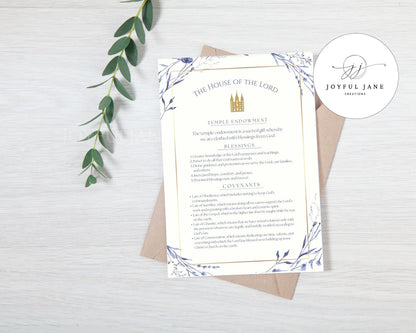LDS Temple Covenants & Blessings Printable - Missionary & Wedding Gift
