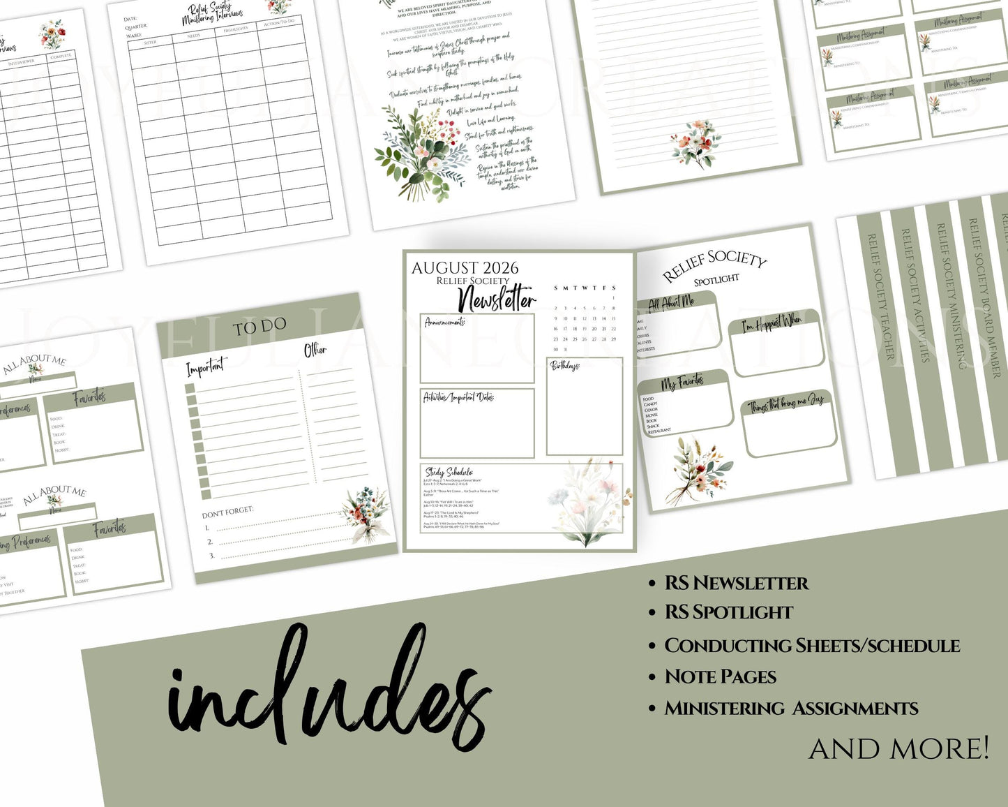 LDS Relief Society Presidency Planner - 2026 Editable Binder with Newsletter & Calendar