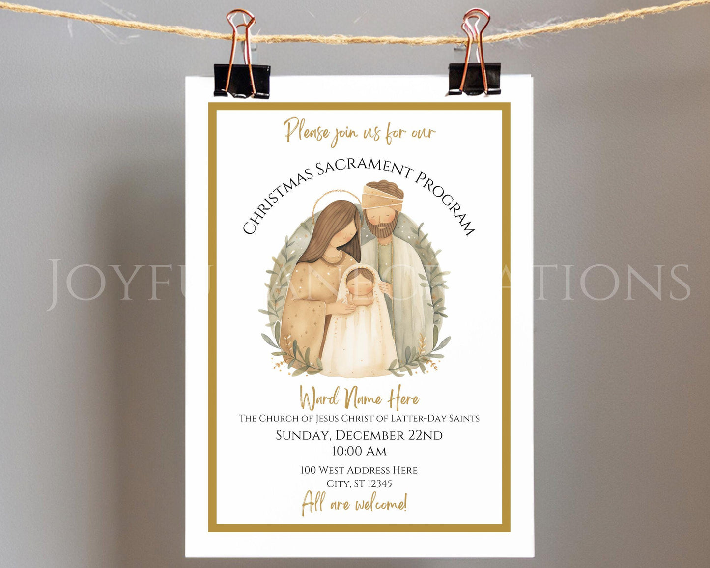 LDS Christmas Program Invitation - Customizable Nativity Scene Template with Mobile Invite