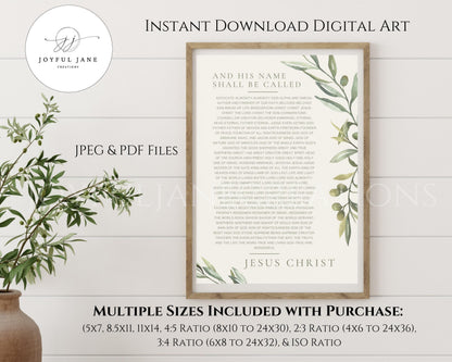 Names of Christ Printable - Christian Devotion Cards & Bible Study Art