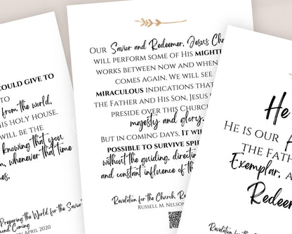 President Russell M. Nelson - 50 Printable Quote Cards with QR Codes - Digital Download