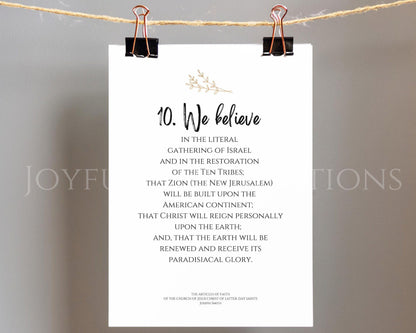 LDS Articles of Faith Printable Posters - 13 Individual Prints for Primary & Home