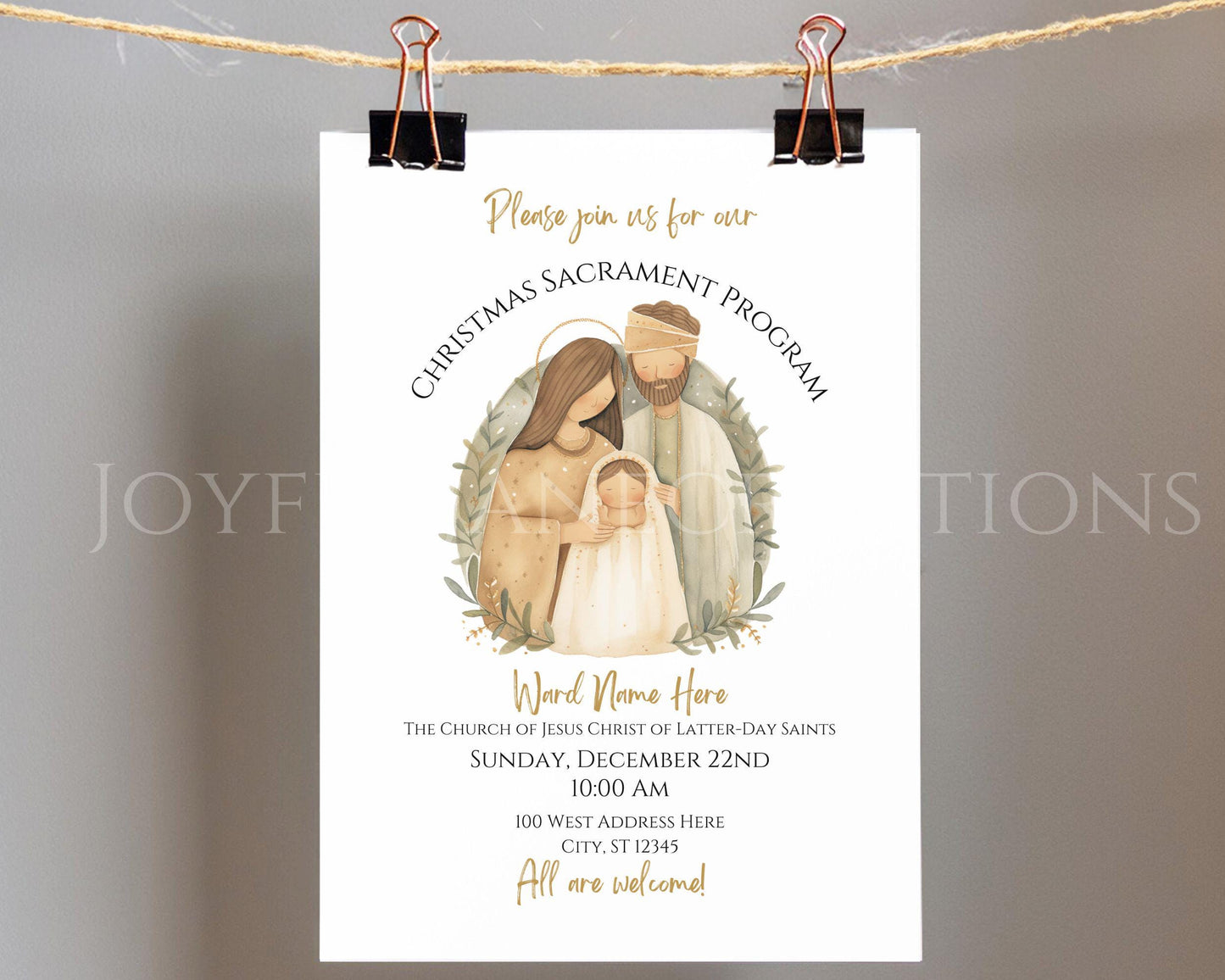 LDS Christmas Program Invitation - Customizable Nativity Scene Template with Mobile Invite