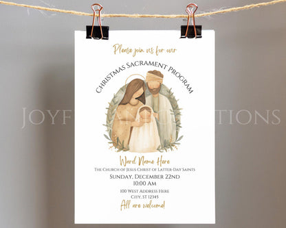 LDS Christmas Program Invitation - Customizable Nativity Scene Template with Mobile Invite