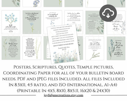 LDS Relief Society Bulletin Board Kit - Editable Banners, Quotes & Birthday Lists