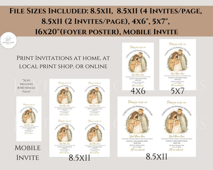 LDS Christmas Program Invitation - Customizable Nativity Scene Template with Mobile Invite