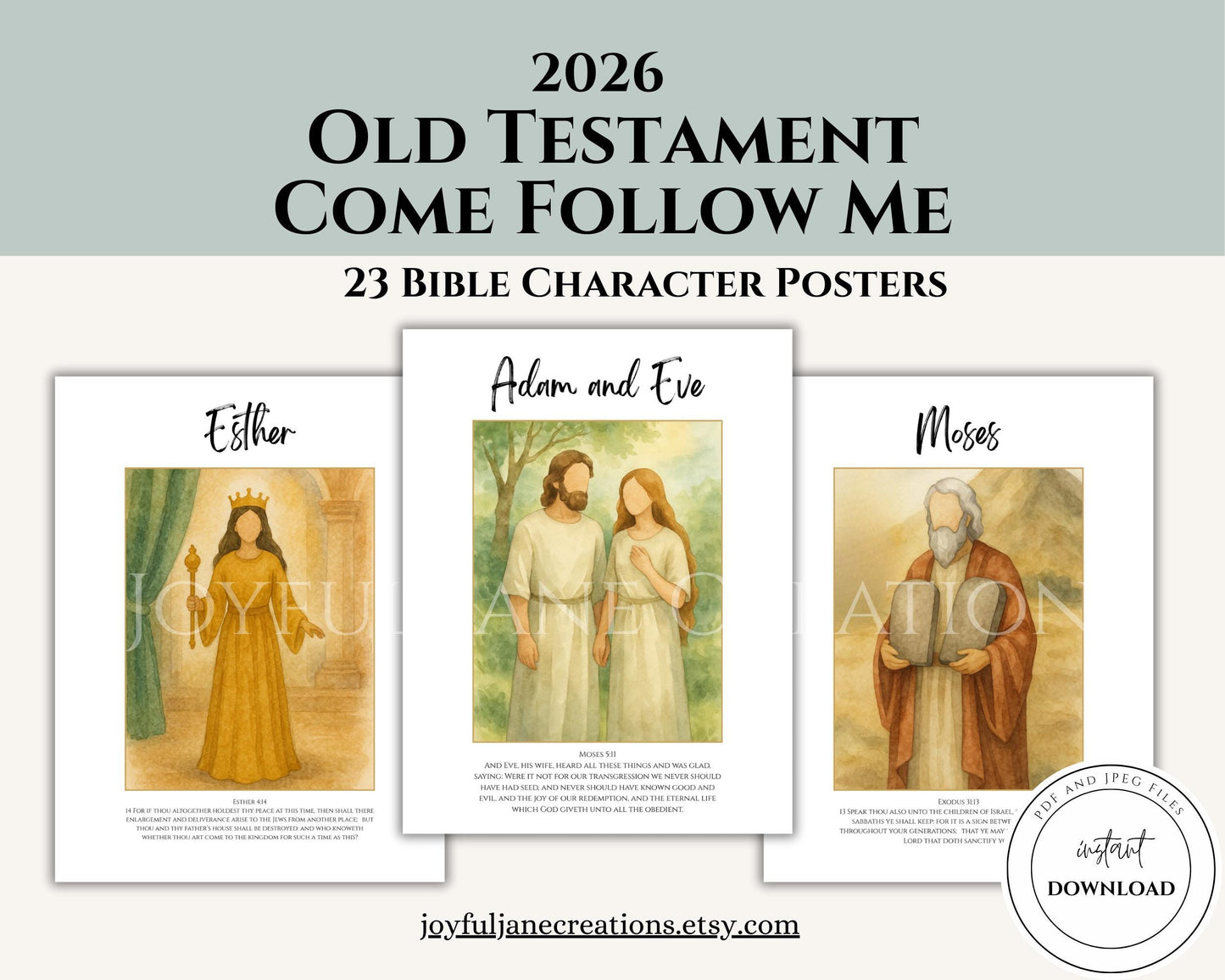 Old Testament Character Posters - 23 Printables for 2026 Come Follow Me