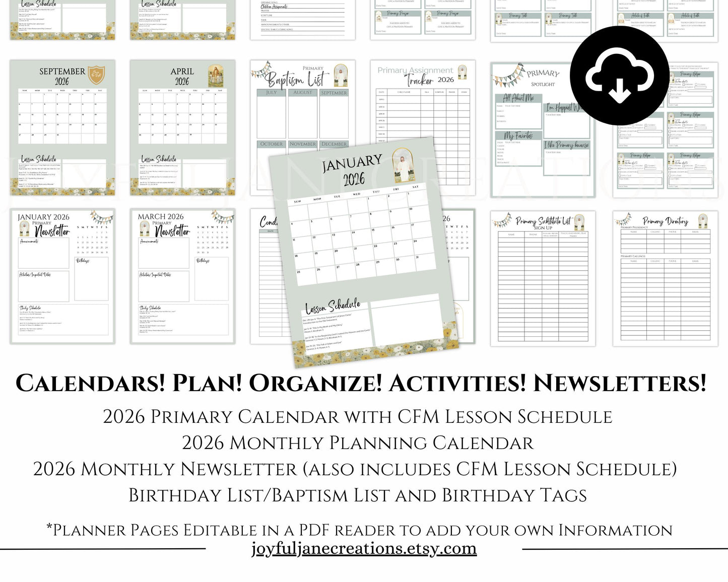 2026 LDS Primary Presidency Planner - Editable Binder with Music Schedule & Calendars