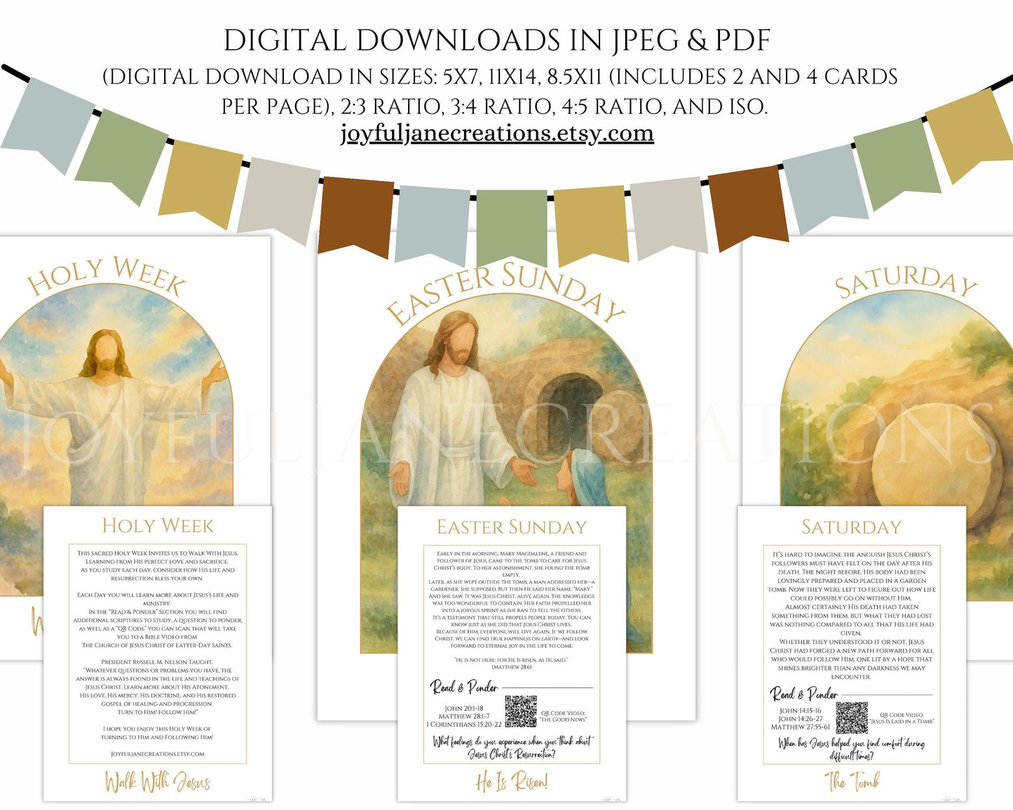 Holy Week Study Cards - Easter Story Printables with QR Code Videos DIGITAL DOWNLOAD