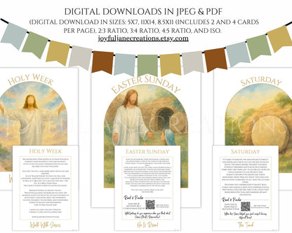 Holy Week Study Cards - Easter Story Printables with QR Code Videos DIGITAL DOWNLOAD