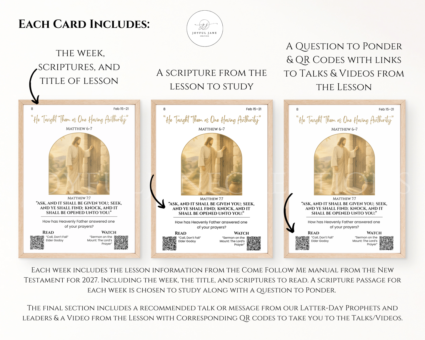 2027 Come Follow Me New Testament Printable Scripture Cards – LDS Weekly Study Cards