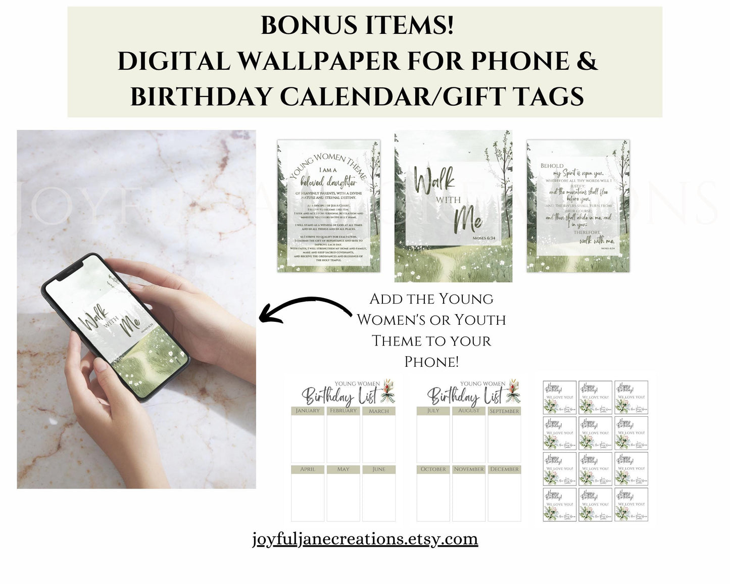 2026 LDS Youth Theme Bulletin Board Kit - "Walk with Me" Complete Digital Package