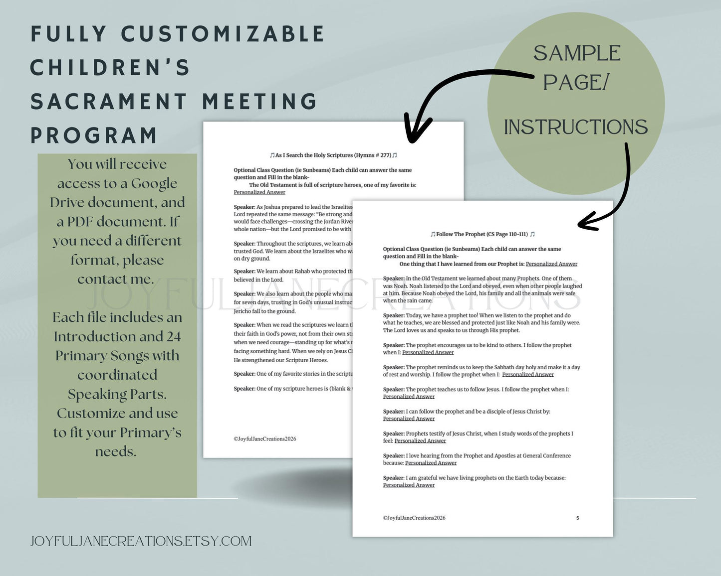 2026 LDS Primary Program Script - Customizable Old Testament Presentation Outline