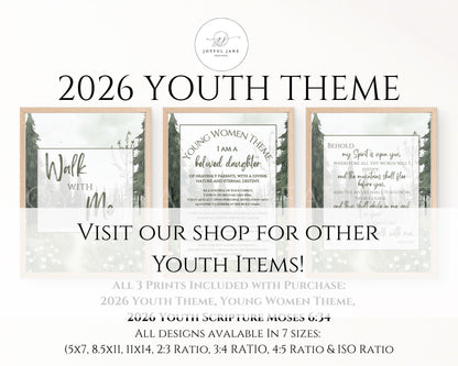 2026 LDS Youth Theme Bulletin Board Kit - "Walk with Me" Complete Digital Package
