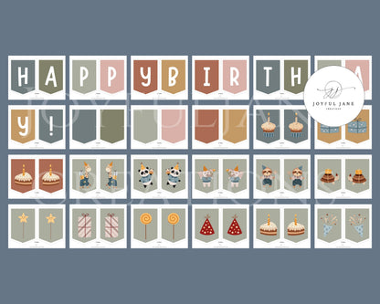 Happy Birthday Banner Printable - DIY Party Decoration Digital Download