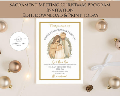LDS Christmas Program Invitation - Customizable Nativity Scene Template with Mobile Invite