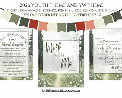2026 LDS Youth Theme Bulletin Board Kit - "Walk with Me" Complete Digital Package