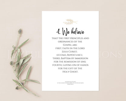 LDS Articles of Faith Printable Posters - 13 Individual Prints for Primary & Home