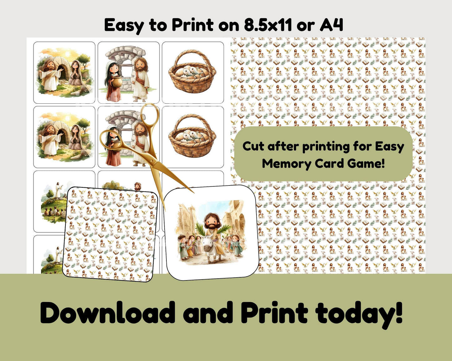 Jesus Memory Match Cards - Christian Education Printable for Kids & Families