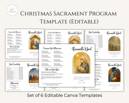 LDS Christmas Sacrament Meeting Program Templates - 6 Editable Canva Designs