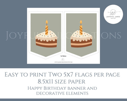 Happy Birthday Banner Printable - DIY Party Decoration Digital Download