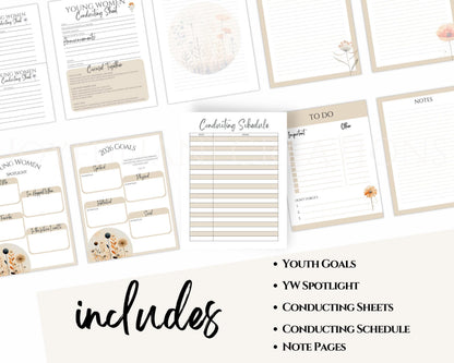 2026 Young Women Presidency Planner - "Walk with Me" Editable LDS Youth Theme Binder