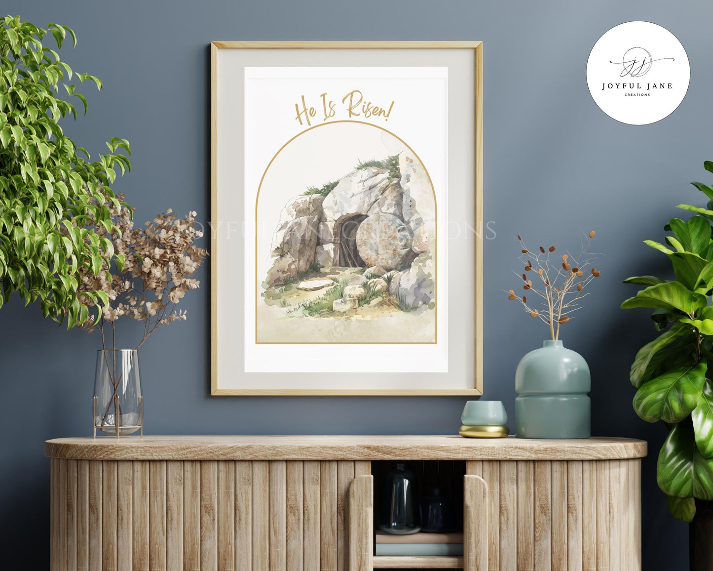 "He is Risen" Easter Wall Art - Jesus Christ Victorious Holy Week Printable