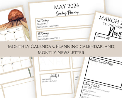 2026 Young Women Presidency Planner - "Walk with Me" Editable LDS Youth Theme Binder