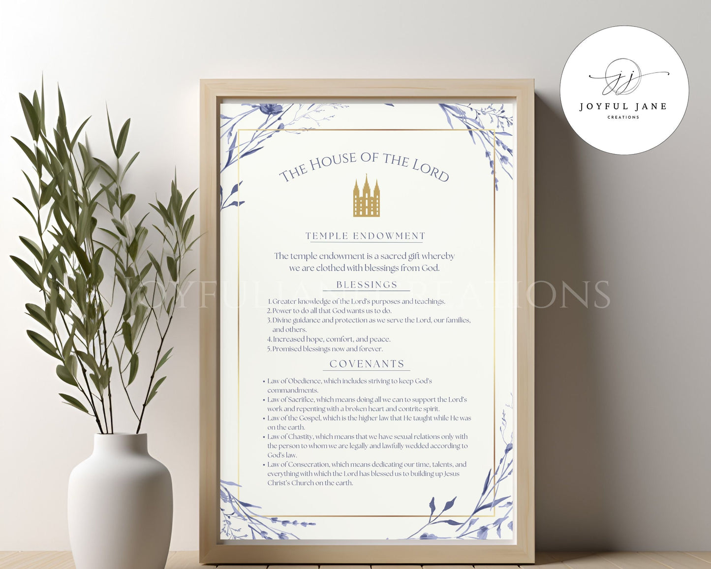 LDS Temple Covenants & Blessings Printable - Missionary & Wedding Gift
